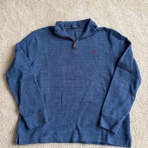 Polo Ralph Lauren Blue Quarter Zip Pullover Sweater Mens Classic Logo size large